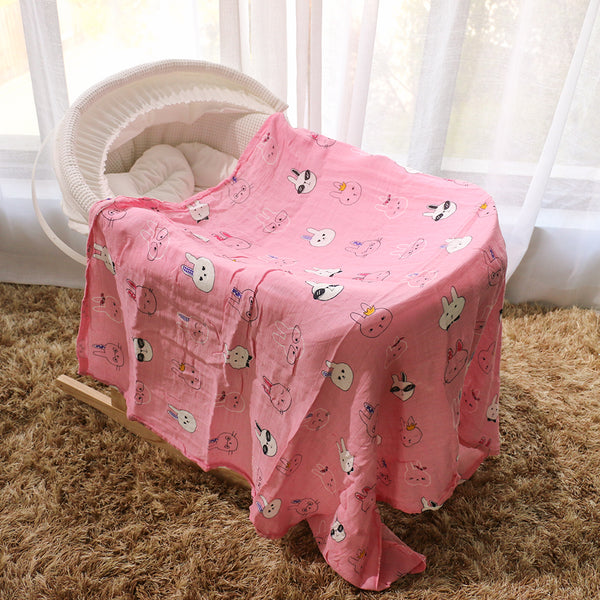 (70% Bamboo, 30% Cotton) Pink Stylish Bunnies Swaddle