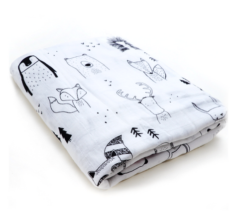 (70% Bamboo, 30% Organic Cotton) Classic Animals Swaddle