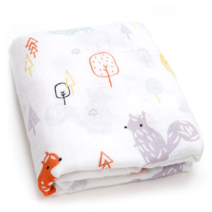 (70% Bamboo 30% Cotton) Autumn Squirrel Swaddle