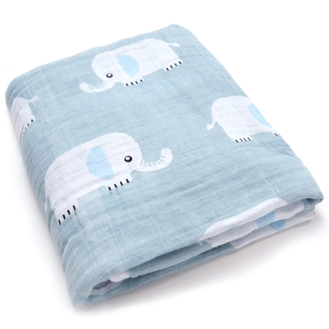 (100% Cotton) Blue Elephant Swaddle