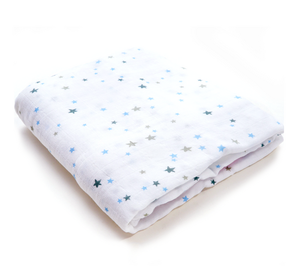 (70% Bamboo, 30% Organic Cotton) Blue Starry Sky Swaddle