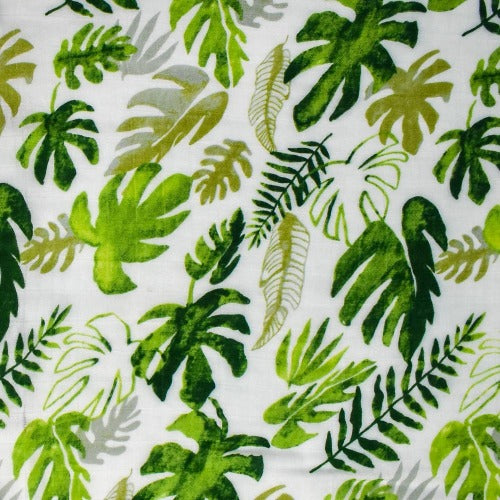 (70% Bamboo, 30% Organic Cotton) Green Fern Leaf Swaddle