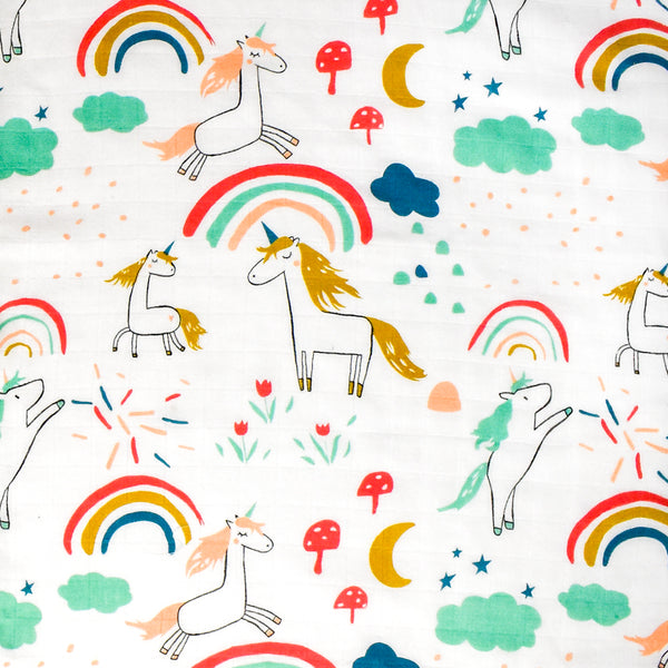 (70% Bamboo, 30% Organic Cotton) Unicorn Rainbow Swaddle