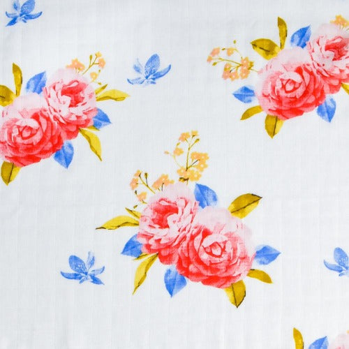 (70% Bamboo, 30% Organic Cotton) Vintage Floral Swaddle