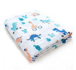 (70% Bamboo 30% Cotton) Dino-on-Wheels Swaddle