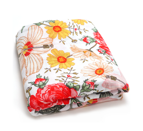 (70% Bamboo, 30% Organic Cotton) Colourful Flower Swaddle