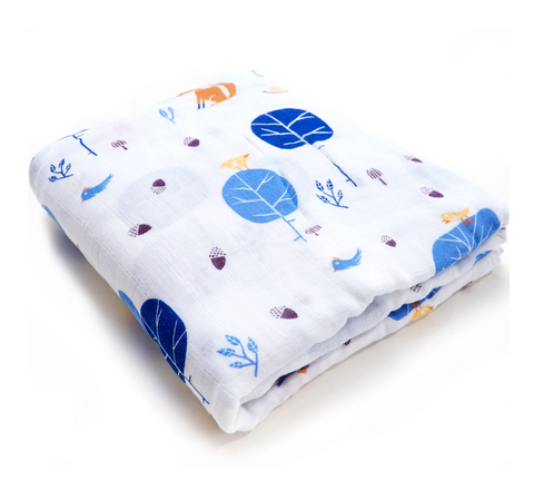 (70% Bamboo, 30% Organic Cotton) Blue Garden Swaddle