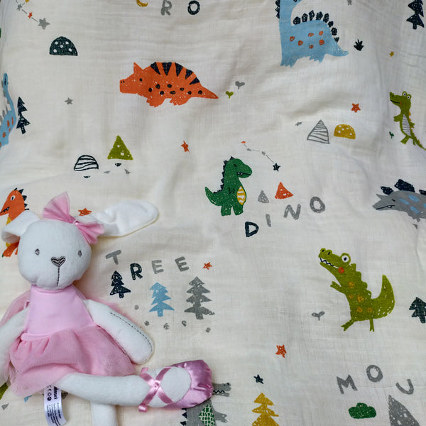 (100% Cotton) Colourful Dino Swaddle