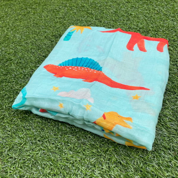 (70% Bamboo, 30% Cotton) Dinosaur Kingdom Swaddle 3pc Set