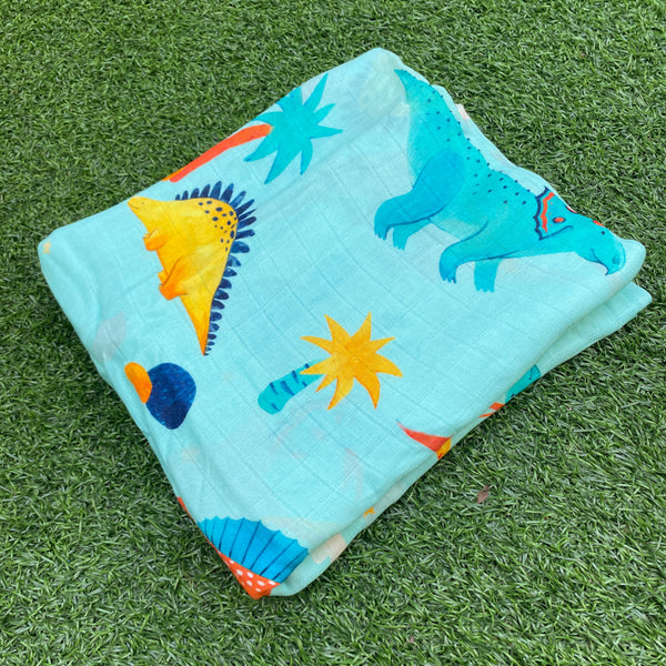 (70% Bamboo, 30% Cotton) Dinosaur Kingdom Swaddle 3pc Set