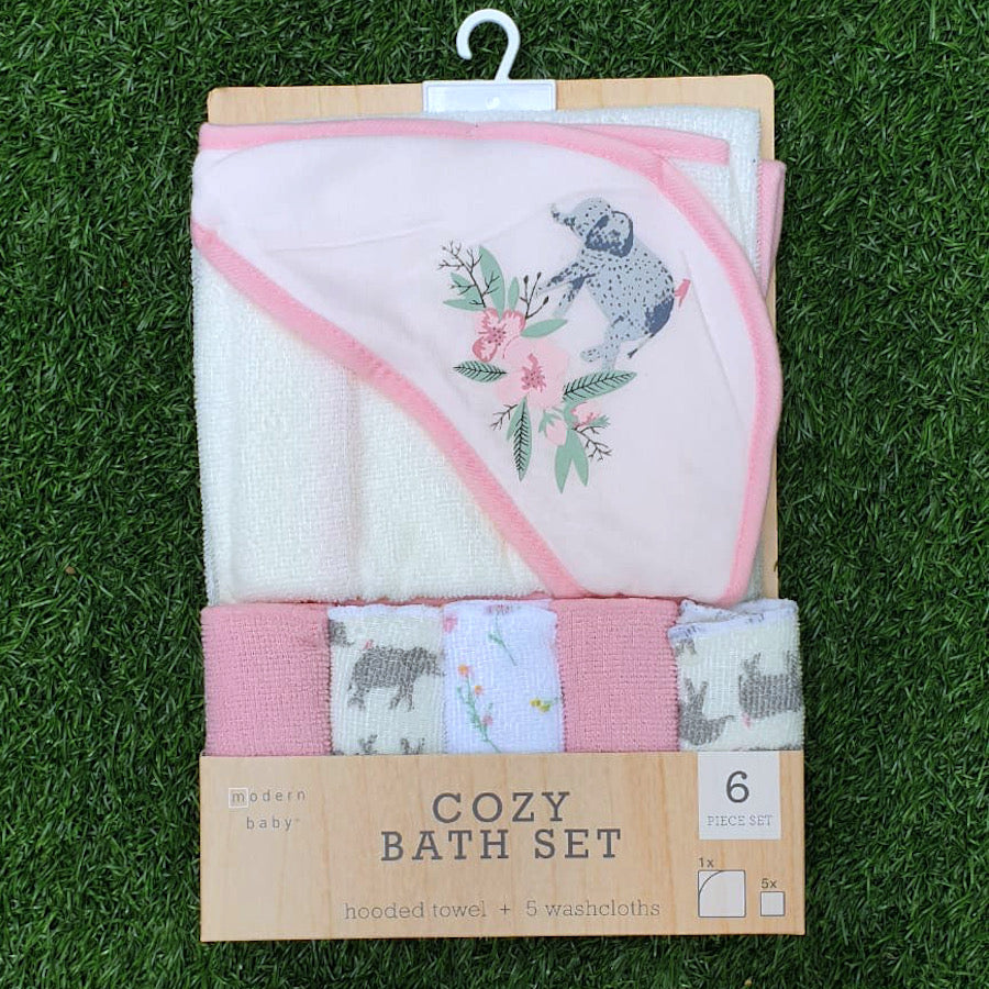 6pcs Cozy Bath Set - Floral Elephant