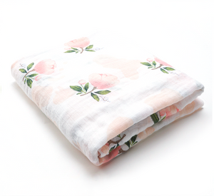 (100% Cotton) Light-Pink Rose Swaddle