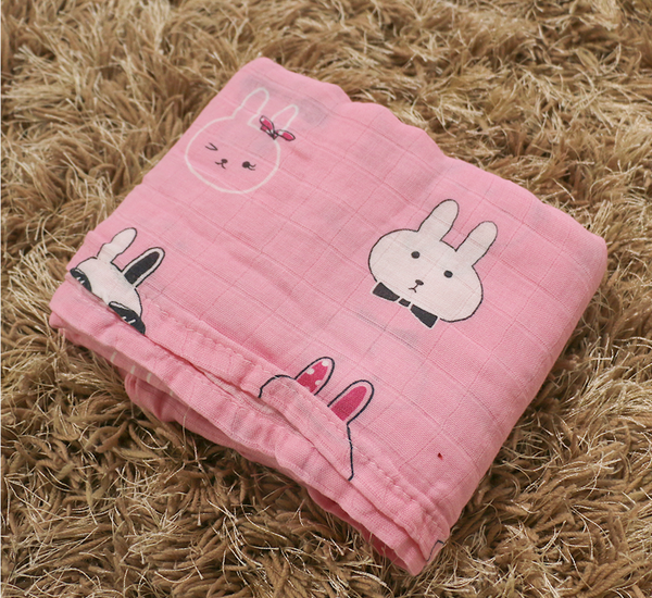 (70% Bamboo, 30% Cotton) Pink Stylish Bunnies Swaddle