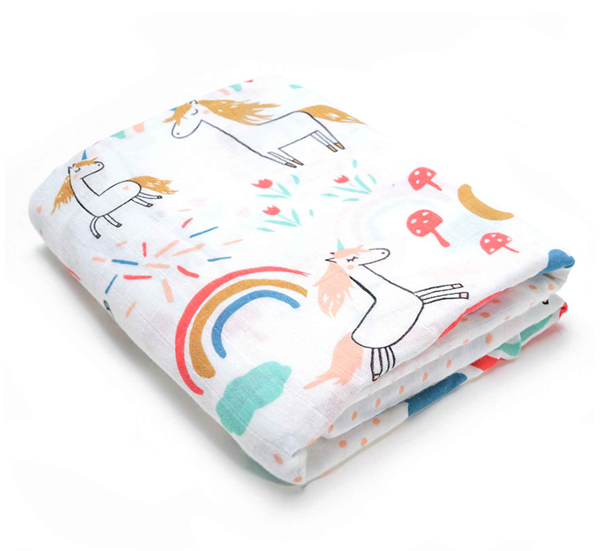 (70% Bamboo, 30% Organic Cotton) Unicorn Rainbow Swaddle