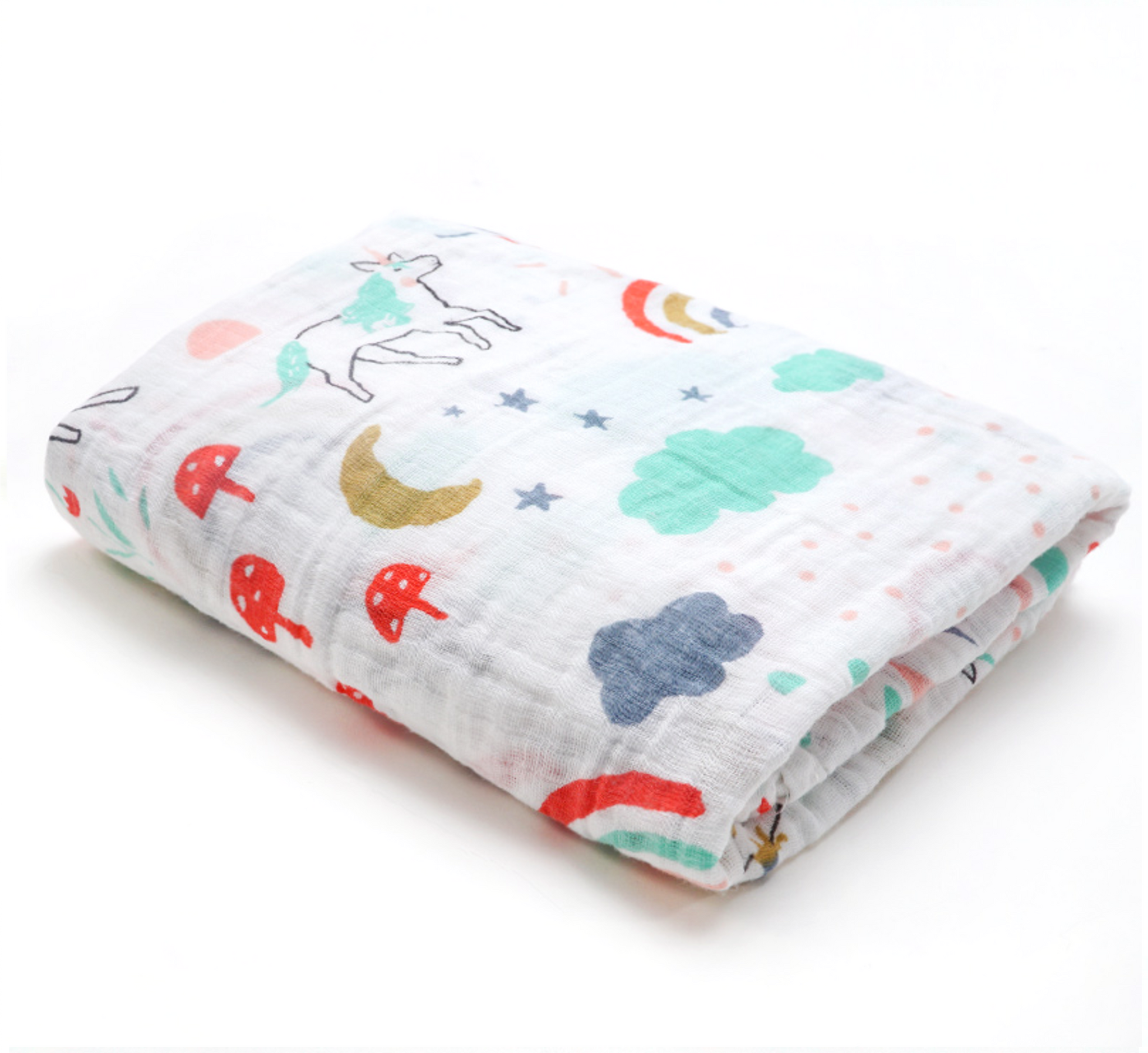 (100% Cotton) Unicorn Rainbow Swaddle