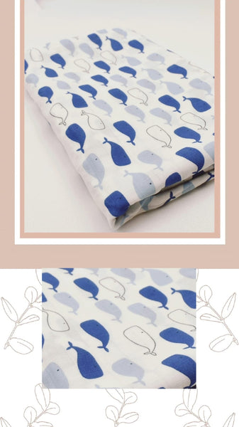 (70% Bamboo, 30% Organic Cotton) Big Blue Whale Swaddle