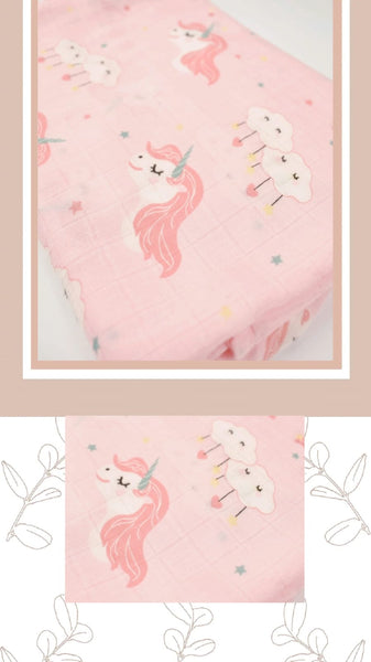 (100% Bamboo) Pink Unicorn Swaddle