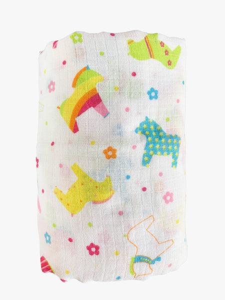 (100% Cotton) Colourful Unicorn Swaddle