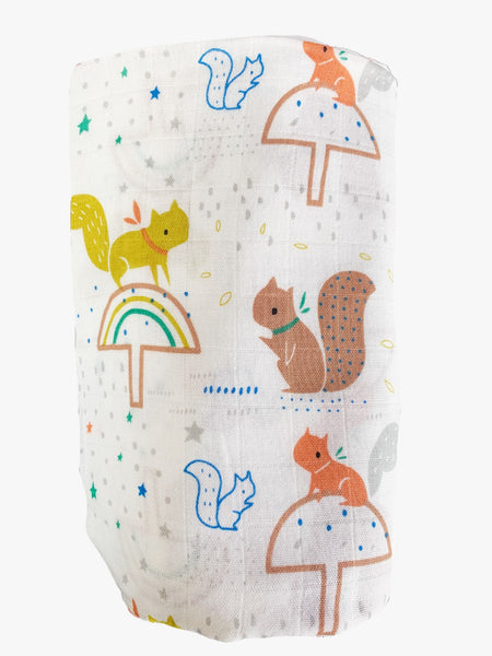 (70% Bamboo, 30% Organic Cotton) Squirrel Swaddle