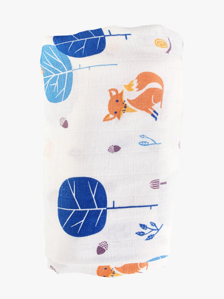 (70% Bamboo, 30% Organic Cotton) Blue Garden Swaddle