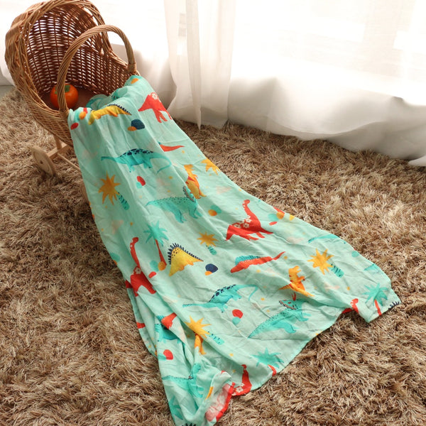 (70% Bamboo, 30% Cotton) Dinosaur Kingdom Swaddle 3pc Set