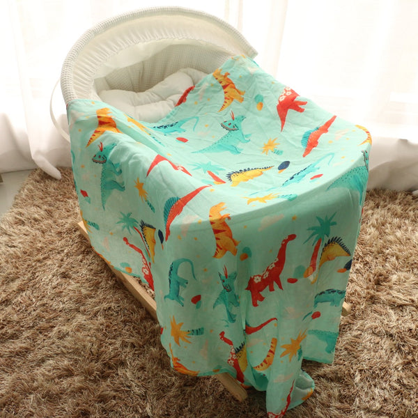 (70% Bamboo, 30% Cotton) Dinosaur Kingdom Swaddle 3pc Set